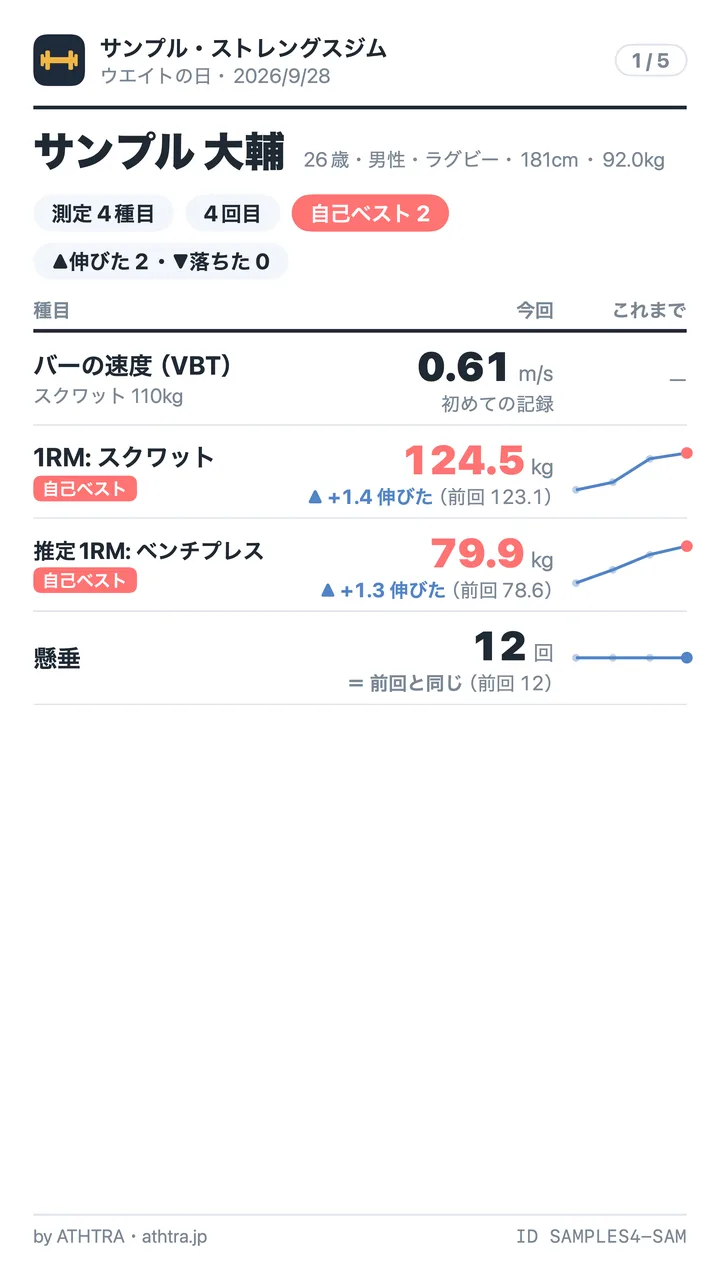 サンプル・ストレングスジムのスマホ用シート 1/5枚目